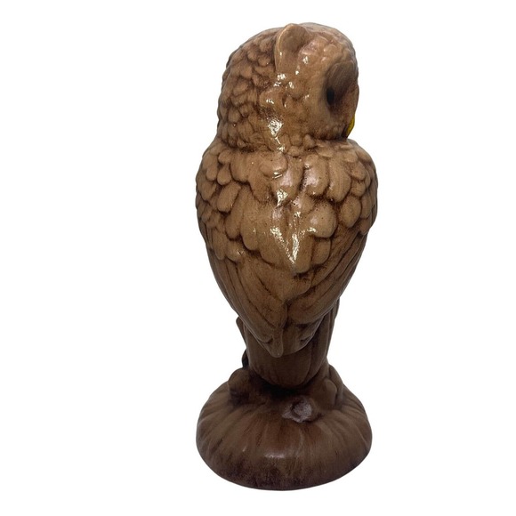 Vintage 1970s Cottagecore Ceramic Brown Owl Figurine - Picture 2 of 5
